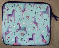 Pottery Barn Kids Unicorn Padded Tablet Case Zip Lavender Aqua Floral No Mono picture