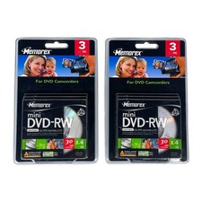 Lot Of 2 Memorex Mini DVD-RW 3-Pack 2X 1.4GB 30 min For Camcorders BRAND NEW picture