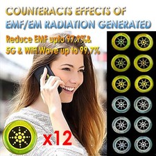 12 pcs Radiation Protection Sticker Phone Tablet Laptop 5G Wi-Fi EF RF EMF picture