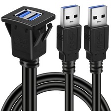 SIngle/Dual Port Square USB 3.0 Panel Flush Mount Extension Cable with BuckleCar picture