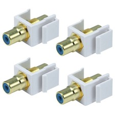 4 Pcs RCA Female to Female Keystone Jack Audio Video Coupler Snap In Insert Blue picture