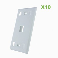 10 X 1-Port Keystone Jack RJ45 CAT Network Faceplate Wall Plate- White w/Windows picture
