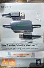 Belkin Easy Transfer Cable Windows 7, 8 ft 2.4 m USB 2.0 Brand new, unopened(A1) picture