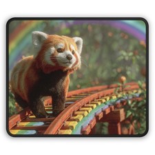 Red Panda on Rainbow Bridge Gaming Mouse Pad picture