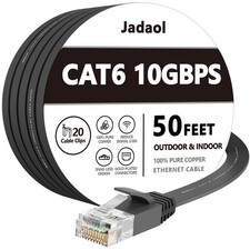 Jadaol Cat 6 Ethernet Cable 50 ft with Cable Clips 10Gbps Support Cat8 Cat7 picture