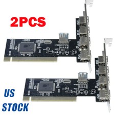 2X PCI 32bit to 4+1 ports USB2.0 Expansion Controller Card PCI 5x USB2.0 USA picture