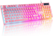 Light up Cute Pink Gaming Keyboard, 3 Color LED Backlit for PC Computer PS5 picture
