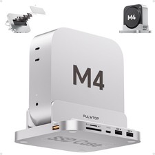Mac mini M4 Dock with 4TB M.2 SSD Enclosure, 8-in-1 Aluminum Vertical USB-C Hub picture
