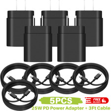 25w Type USB-C Fast Wall Charger+3FT Cable For Samsung Galaxy S20 S21 5G Lot US picture