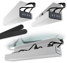 Under Desk Cable Management Tray 2 Pack 17 x 3.5in White Self-Adhesive PVC picture