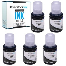 5PK Replacement T502BK Ink Bottles for Epson EcoTank ET-4760 ET-4850 ET-4856 picture