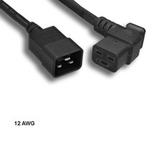 [Lot10] 10Ft 12 AWG AC Power Cable LeFt Angled C19 to C20 20A/250V SJT Server picture