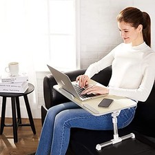 CREAM - AMAZON BASICS PORTABLE FOLDABLE ADJUSTABLE LAPTOP STAND TRAY TABLE LAP picture