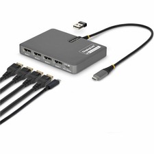 StarTech USB-C to Quad-Monitor Workstation Adapter, 4K 60Hz DisplayPort, 140W PD picture