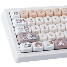 TYRIXKI PBT Keycaps 143 Keys Cute Keycaps Kittycat Keycaps Set picture