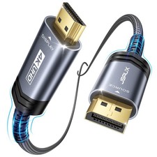 JSAUX 4K DisplayPort to HDMI Cable 10ft Uni-Directional Nylon Grey picture
