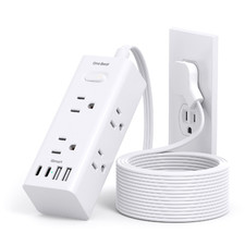 One Beat 10Ft Extension Cord Multiple Outletsflat Plug Power Strip Surge picture
