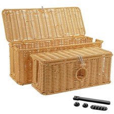 2 Pcs Handmade Cable Management Boxes Rattan Cable Organizer Large & Medium C... picture
