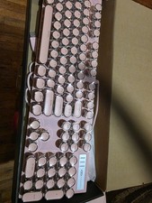MageGee Typewriter Mechanical Gaming Keyboard, Retro Punk Pink Round Keycaps,... picture
