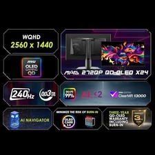 MSI MAG 272QP QD-OLED X24 27-INCH WQHD GAMING MONITOR, 2560 X 1440 -  BLACK picture