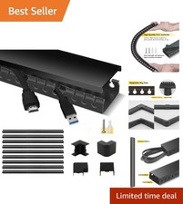 Compact Cable Organizer Set - 9 Pre-Cut Ducts for TVs and Computers, Black picture