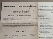 VINTAGE Archer Radio Shack Project Board 277-104 Tandy Power Supply Parts List picture