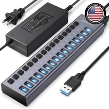 Durable 16-Port USB 3.2 Hub, 10Gbps Transfer & Fast Charging for All Devices picture