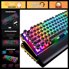 Retro Mechanical Typewriter Keyboard, 108 Keys RGB Backlit, Wired Gaming, Round picture