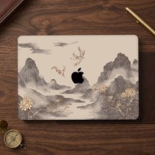 Oriental Zen Ink Landscape MacBook Shell: Gold-Accented Shanshui Art picture