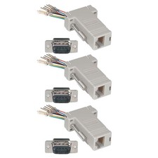 3x DB9 RS232 Male to RJ11 RJ12 6P6C Phone Line Jack Modular Adapter Ivory picture