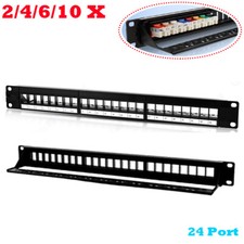 2/4/6/10x 24 Port Keystone Jack Blank Patch Panel Plate Cat5/5e Cat6/6a RJ-45 picture