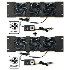 2X 3U Rackmount Cooling Intake + Exhaust Fan Panel Quiet High-Airflow 19