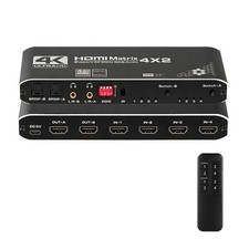 HDMI Matrix Switch 4x2, 4K HDMI Matrix Switcher Splitter 4 in 2 Out Box with ... picture