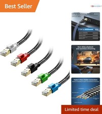 Cat 8 Ethernet Cable 7 ft 5 Pack Multi Color Flat High Speed Shielded LAN Patch picture