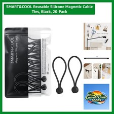 20-Pack Reusable Silicone Magnetic Cable Ties - Elegant Black Organization picture