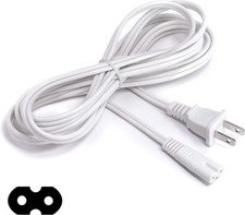 2 Prong AC Power Cord - NEMA 1-15P to C7 - Figure 8 Rnd, 18 AWG - White, 10 Feet picture