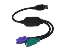 Black USB to Dual A-USB2PS2 PS/2 Adapter for PS/2 Mouse/Keyboard to USB Port NEW picture