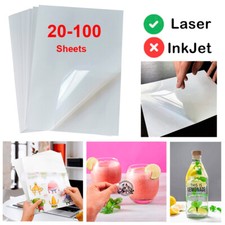8.5x11 Printable Vinyl Sticker Paper Sheet Clear Label for Laser Printer Cricut picture