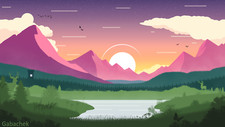 Landscape gabachek 2d flat minimalism cgi art nature sun Custom Gaming Mat Desk picture