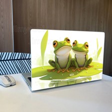2pcs Cute Frog Couple on Lily Pad Cartoon Nature Art Removable Laptop Skin picture