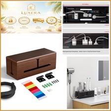 Large Cable Management Box Wooden Wire Organizer Concealer Power Strip Cord picture
