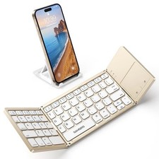 Samsers KT03 Foldable Bluetooth Keyboard Touchpad Phone Holder Gold picture