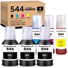 T544 Ink Refill Bottles Compatible With Epson L1210 L3110 L3250 6 PK Set picture
