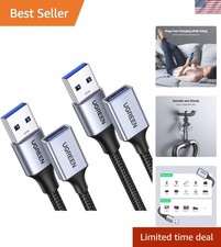2 Pack USB 3.0 Extension Cables - 1.5 FT Braided for High-Speed Data & Charging picture
