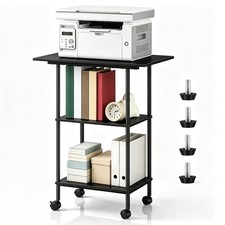 Luplom Black Large Printer Stand with Storage 3 Tier Rolling Printer Cart picture