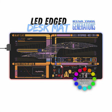 USS Enterprise D LCARS Mousepad, Star Trek Desk Mat I LED RGB Gaming Playmat Pad picture