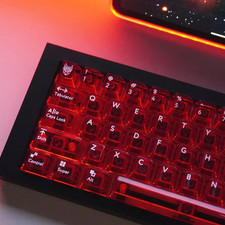 Crystal Clear Keyboard Keycaps Transparent PC Cherry Profile Red Keycap Set 114 picture