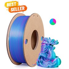 Silk Triple Color PLA Filament 1.75mm, 3-in-1 Coextruded Shiny Multicolor 3D ... picture