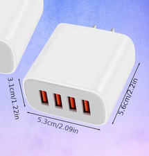 White 4-Port USB Fast Charging Wall Charger - Universal Compatibility picture