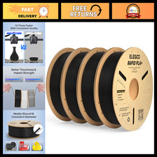 High-Speed 3D Printer Filament 1.75mm Black PLA+ 4KG, Accurate & Durable, 4 Pack picture